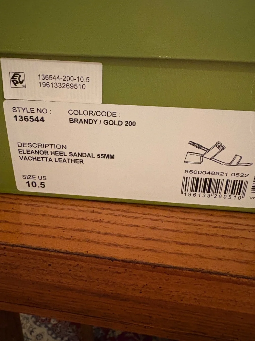 Tory Burch Vachetta Leather Eleanor Sandals 10.5 M